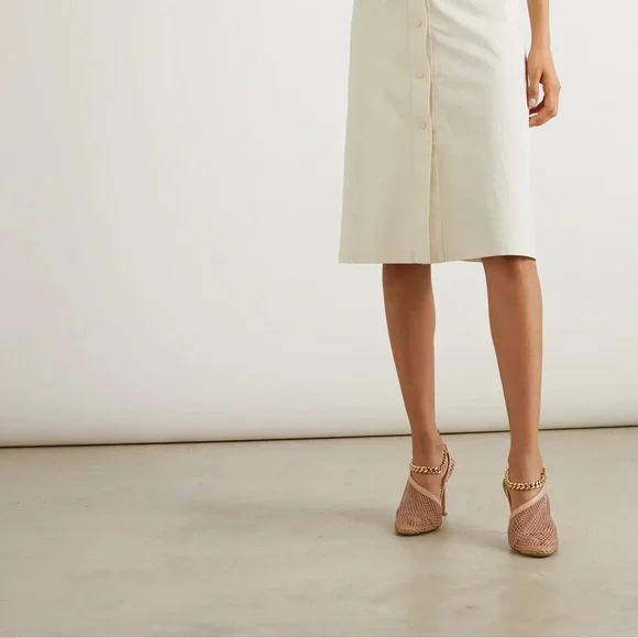 BOTTEGA VENETA Chain-embellished macramé and leather mesh pumps beige 37 - Picture 4 of 14